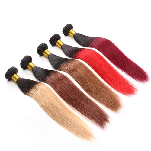 100% Human hair Two-tone Color Hair Weft