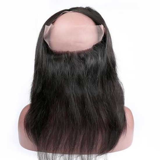 silk straight natural black color human hair 360 lace frontal with pre plucked hairline