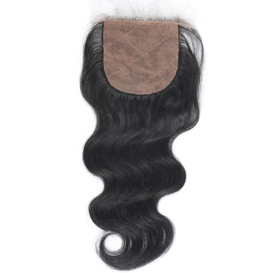 Silk Base Closure With Baby Hair Brazilian Remy Human Hair For Black Women Natural Color