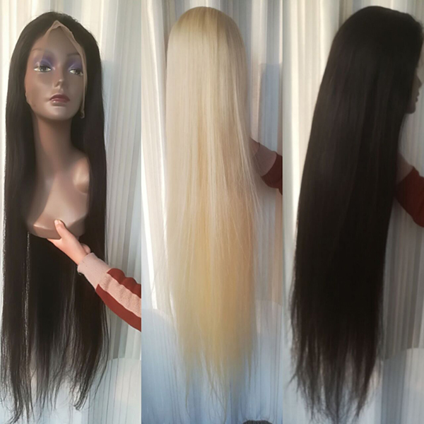 Eyon Hair Factory 40 Inch Brazilian Virgin Black Color Full Lace Wig , Long Human Hair Wig