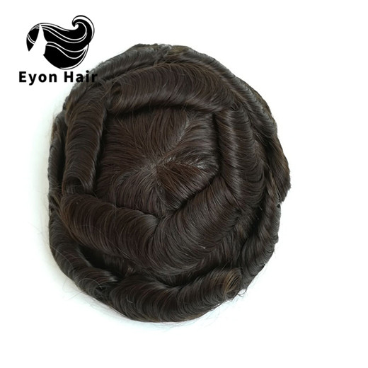 Eyon Hair Factroy Wholesale 10*8 Curl Cheap Price 0.08 Thin Pu Man Toupee for Men